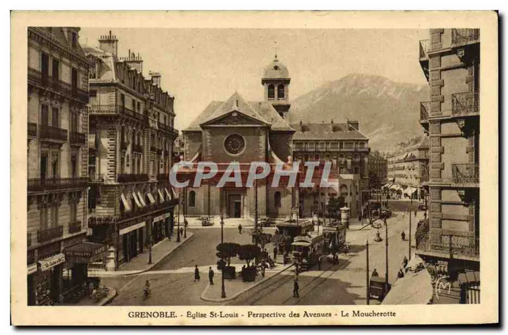 Grenoble - Kirche St. Louis - Perspektive der Avenuen - Le Moucherotte - Vorderseite