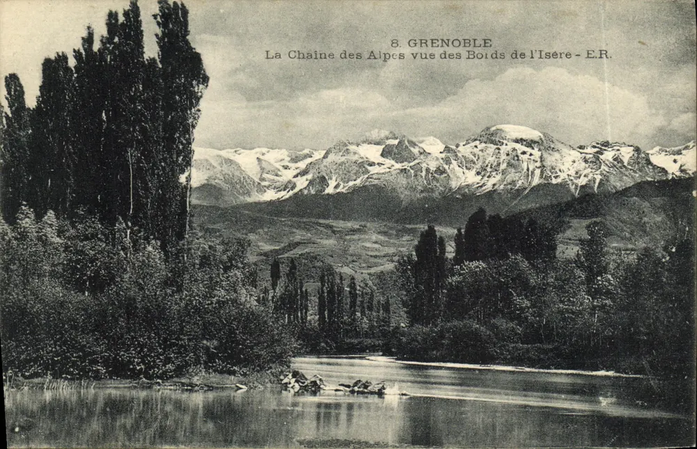Die Alpenkette vom Ufer der Isère aus gesehen — Grenoble — E.R. - Vorderseite