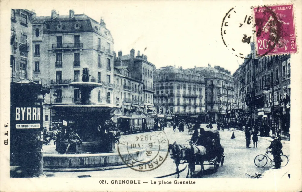Grenoble — A praça Grenette — editor BYRRH, n° 021 - Frente