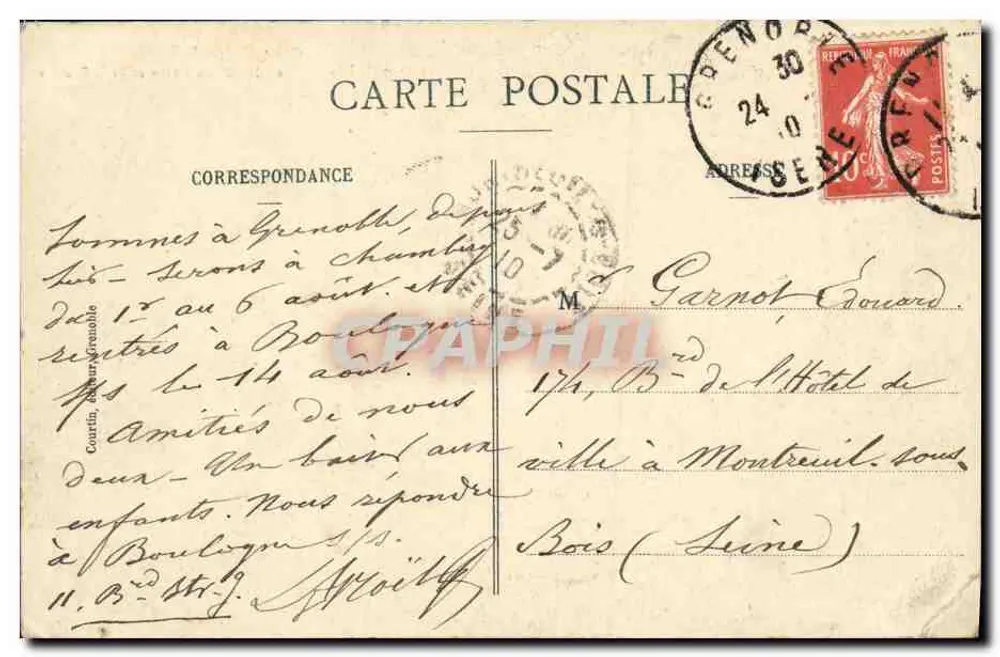 Grenoble — Der Esplanade-Brücke — Festungen Rabot und Bastille — Depot für Postelemente Frankreich - Rückseite