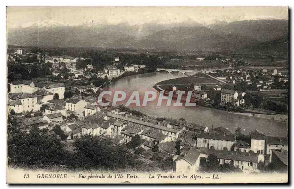 Grenoble — Allgemeiner Blick auf die Isle Ferte — La Tronche und die Alpen — LL. - Vorderseite