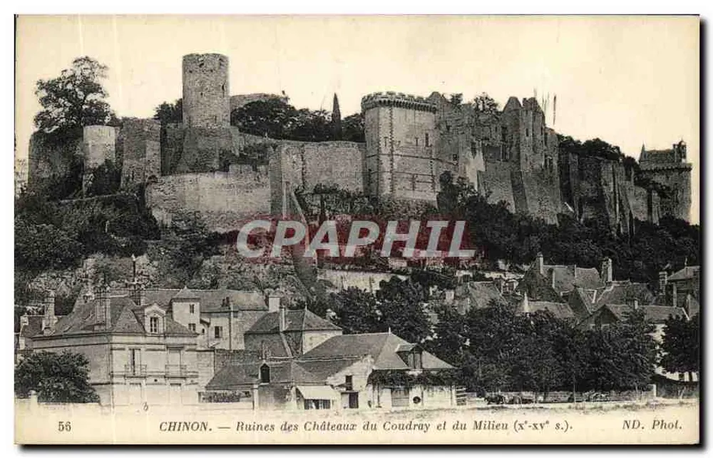 Chinon — Ruinen der Burgen Coudray und Milieu (10. bis 15. Jahrhundert) — ND. Phot. - Vorderseite