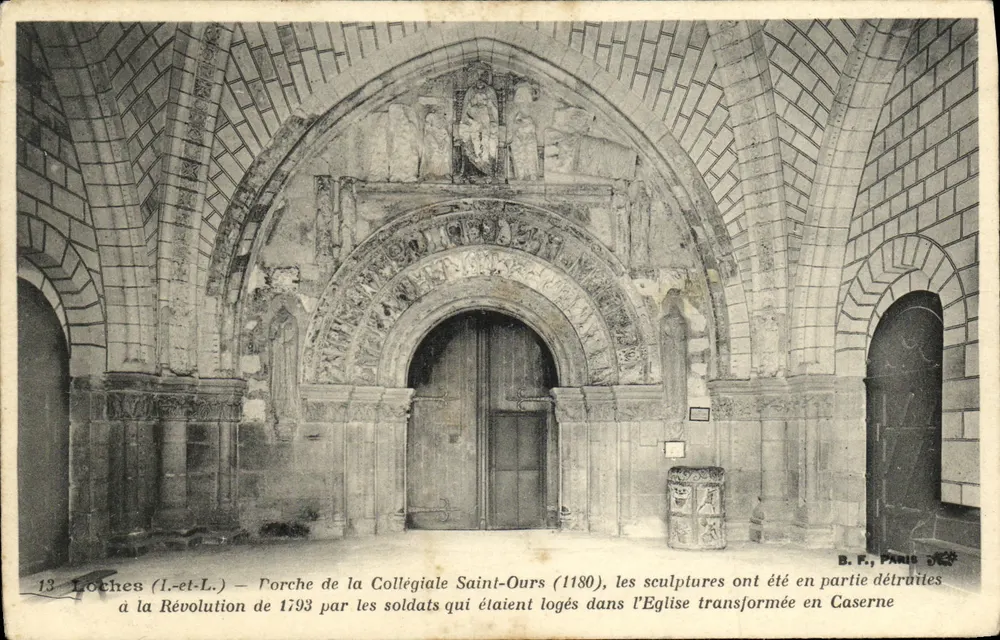Loches (Loir-et-Cher) — Portal der Kollegiatstiftung Saint-Ours (1180) — B.F. Paris - Vorderseite