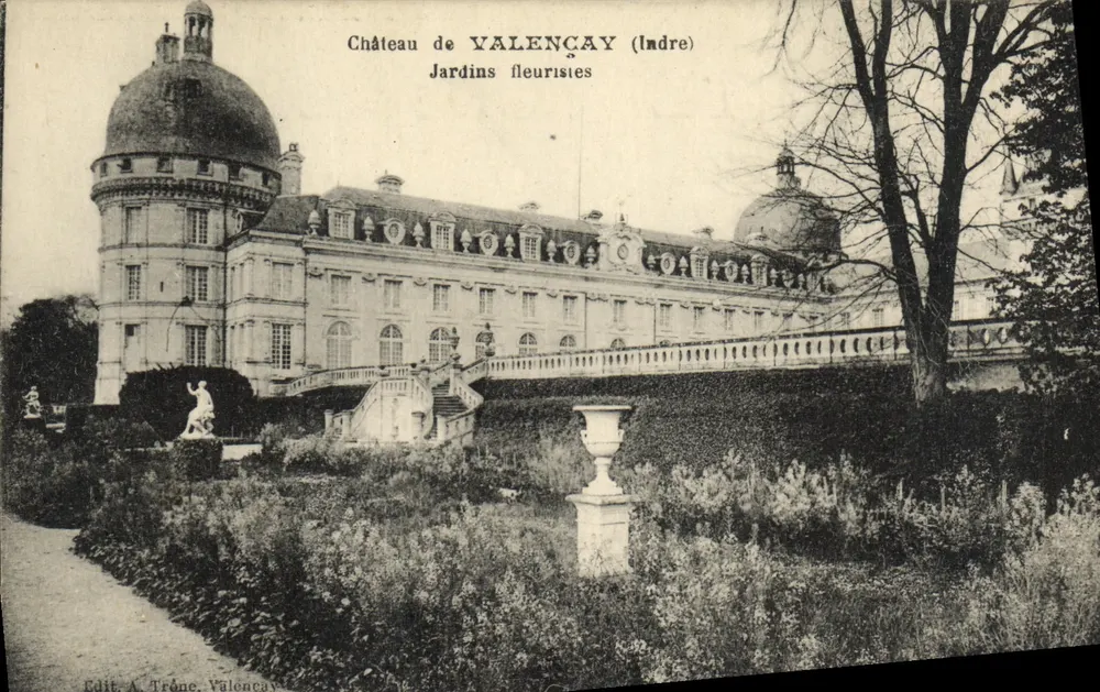 Castelo de Valençay (Indre) — Jardins florais — Edit. A. Trône, Valençay - Frente