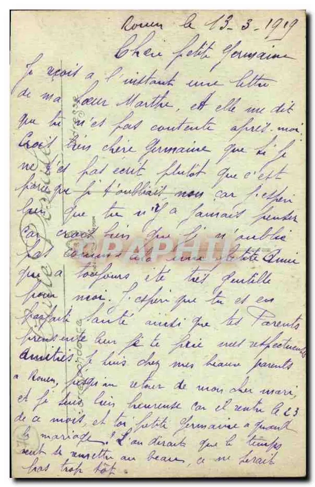 Rouen — Allgemeiner Blick vom Côte Sainte-Catherine — Visé Paris n° 186 - Rückseite