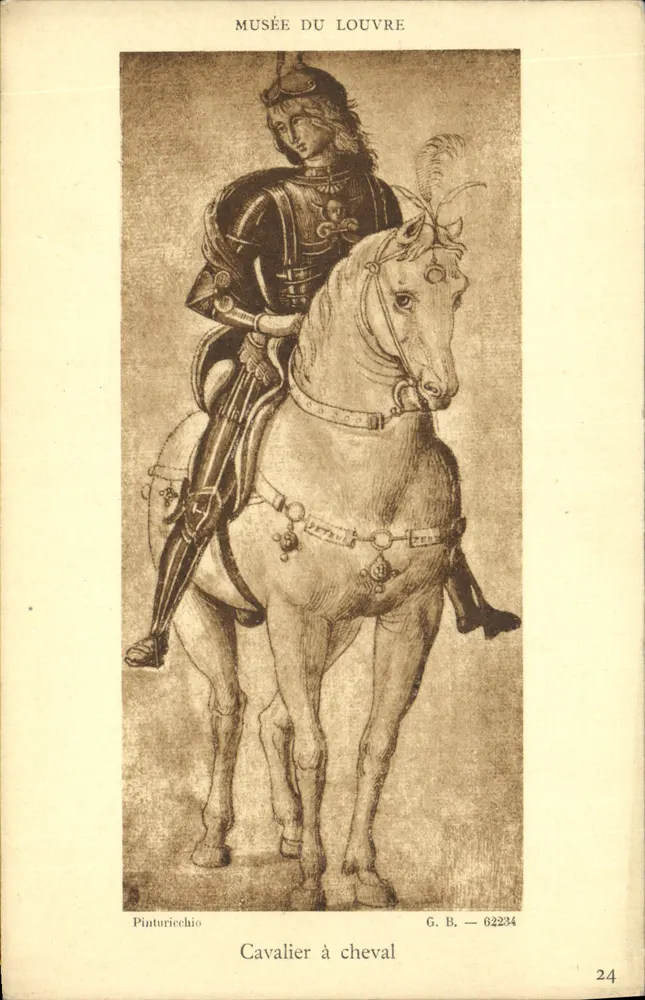Cavaleiro a cavalo — Pinturicchio — Museu do Louvre, série G.B. n° 62234 - Frente