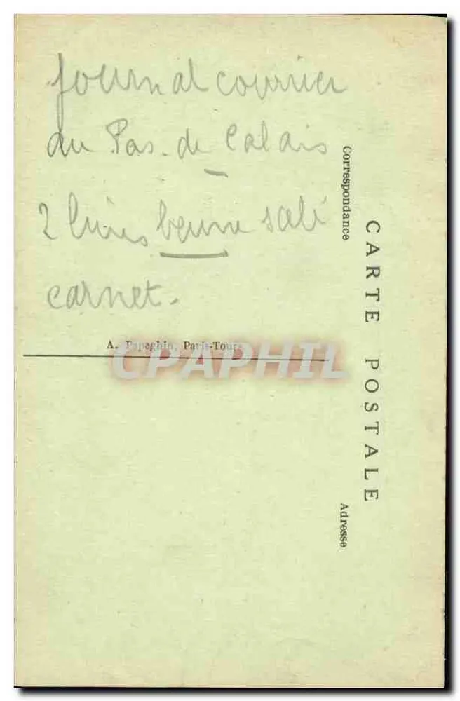 Das Grab des Unbekannten Soldaten — Paris — A. Papeghin, Paris-Tours - Rückseite