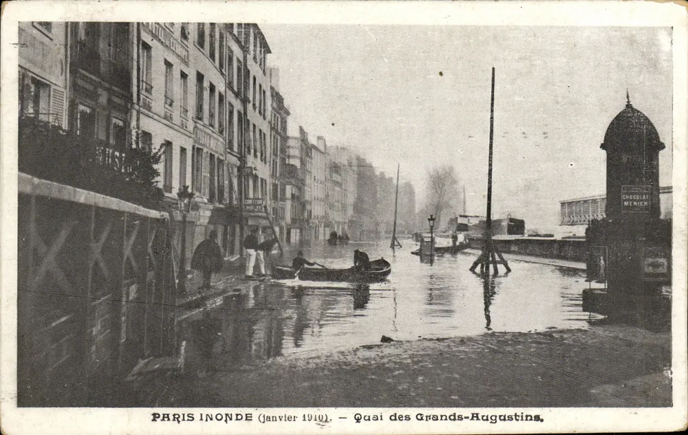 Paris überschwemmt (Januar 1910) — Quai des Grands-Augustins — Chevrot Menier - Vorderseite