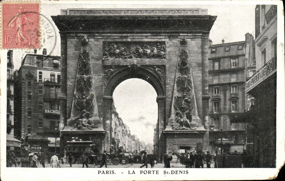 Paris - A Porta Saint-Denis — vista arquitetônica — editor Bachel - Frente