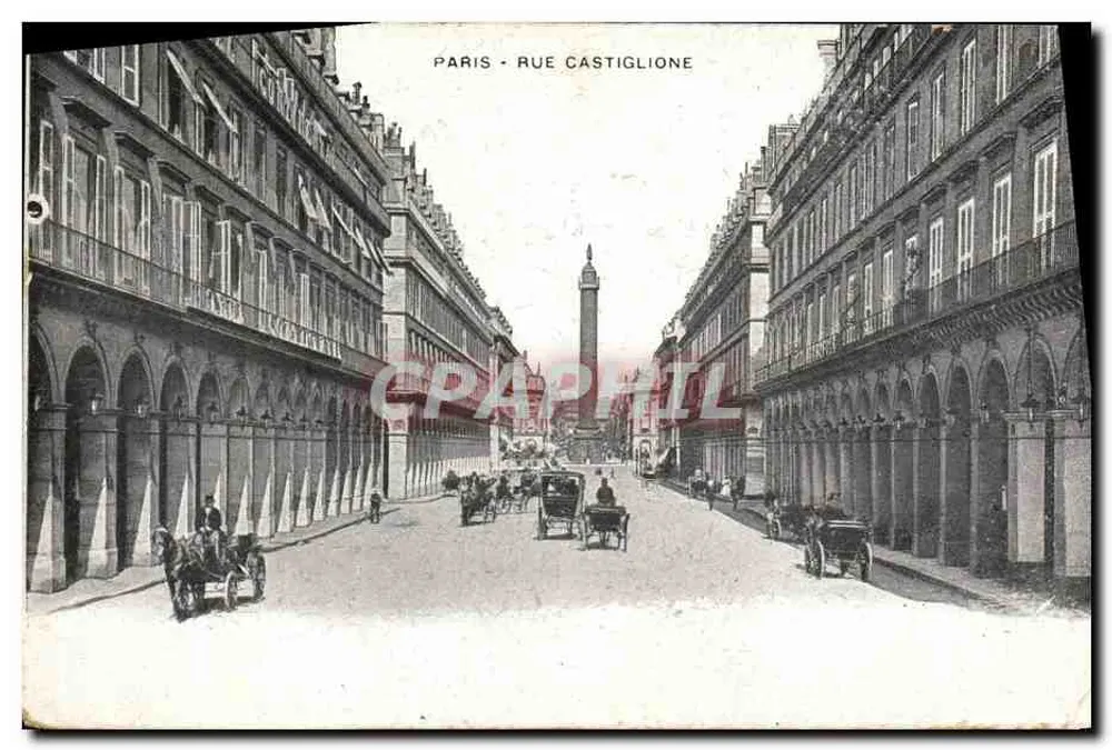 Paris - Rue Castiglione — vista da rua com obélisco — editor não identificado - Frente