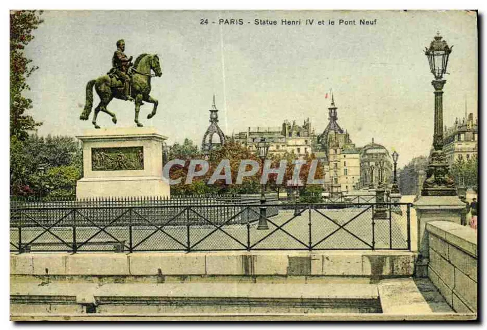 Paris - Statue Henri IV und der Pont Neuf — Imprimerie d'Art, Marseille, n°24 - Vorderseite