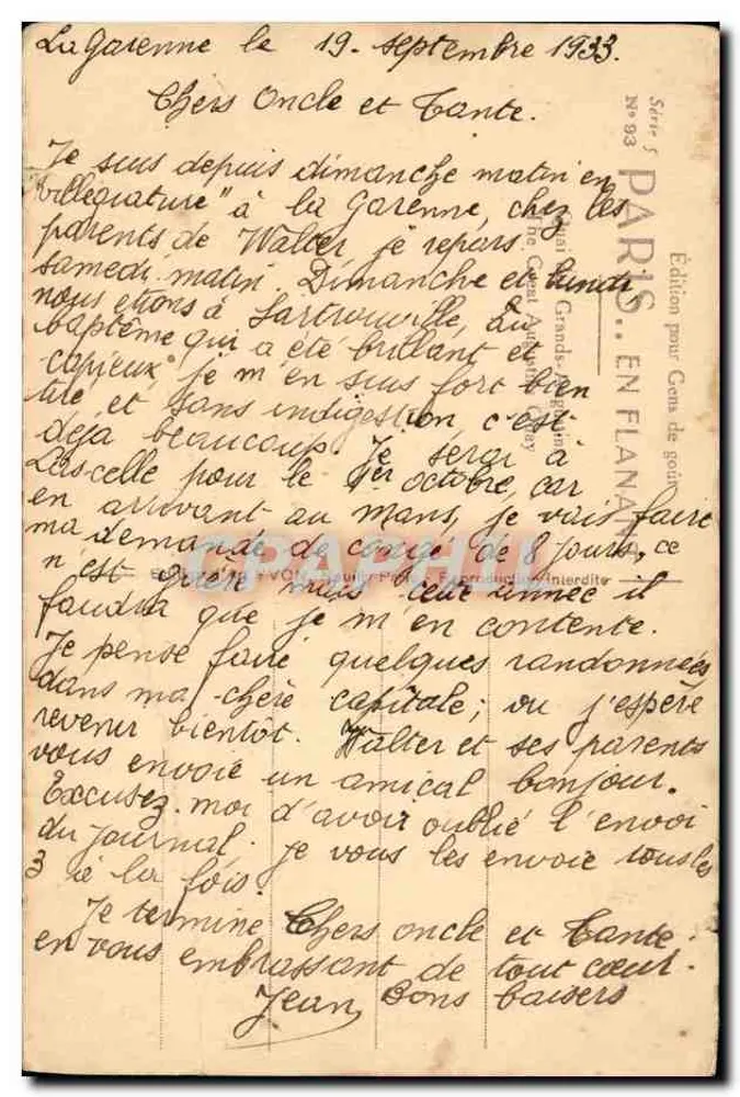 Vue du canal de la Garonne à Bordeaux — éditeur Yvon, n° 44 - Verso