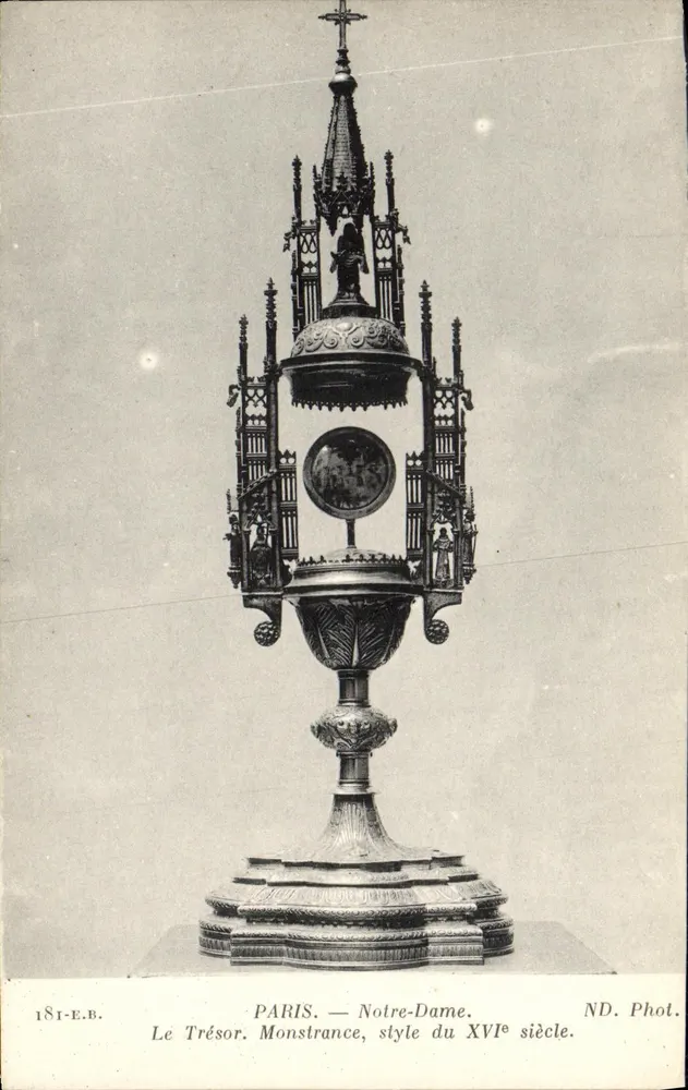 Parigi — Notre-Dame. Il Tesoro. Monstranza, stile del XVI secolo. ND. Phot. - Recto