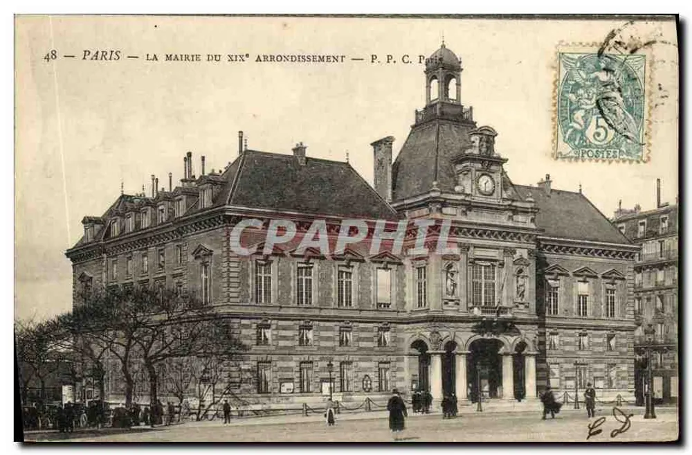 Paris — Ansicht des Rathauses des 19. Arrondissements — P. P. C. Paris - Vorderseite