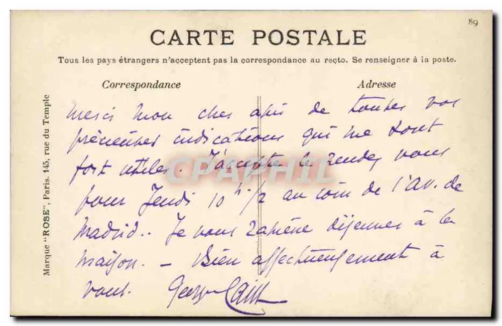 Paris — O museu Carnavalet — editor ROSE, n° 347 - Verso