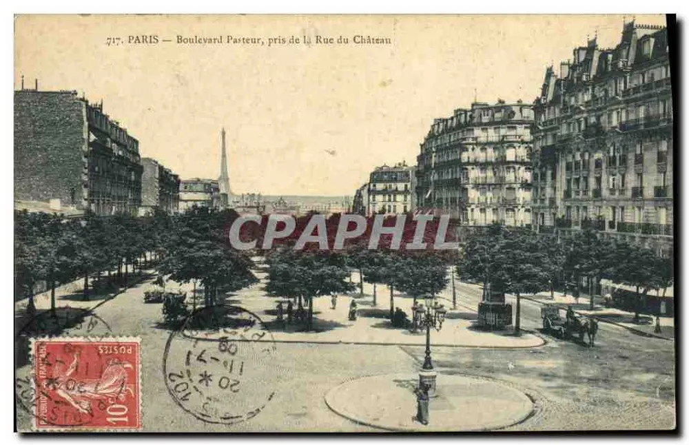 Paris — Boulevard Pasteur, tirado da Rue du Château — editor desconhecido, n° 717 - Frente