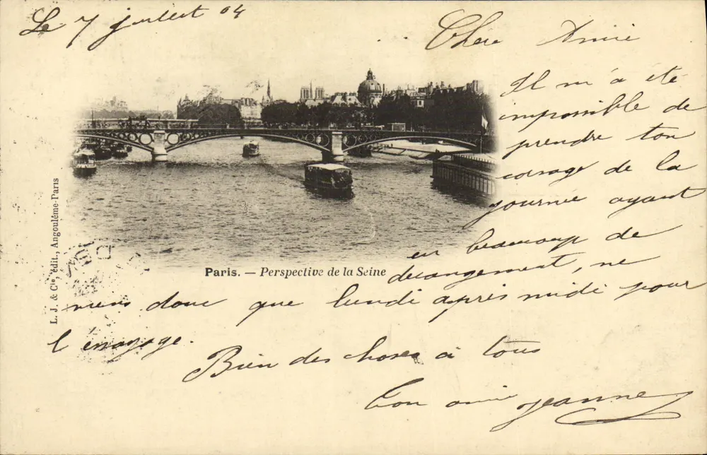 Paris — Perspectiva da Sena — L. J. & Cie, Angoulême, Paris - Frente