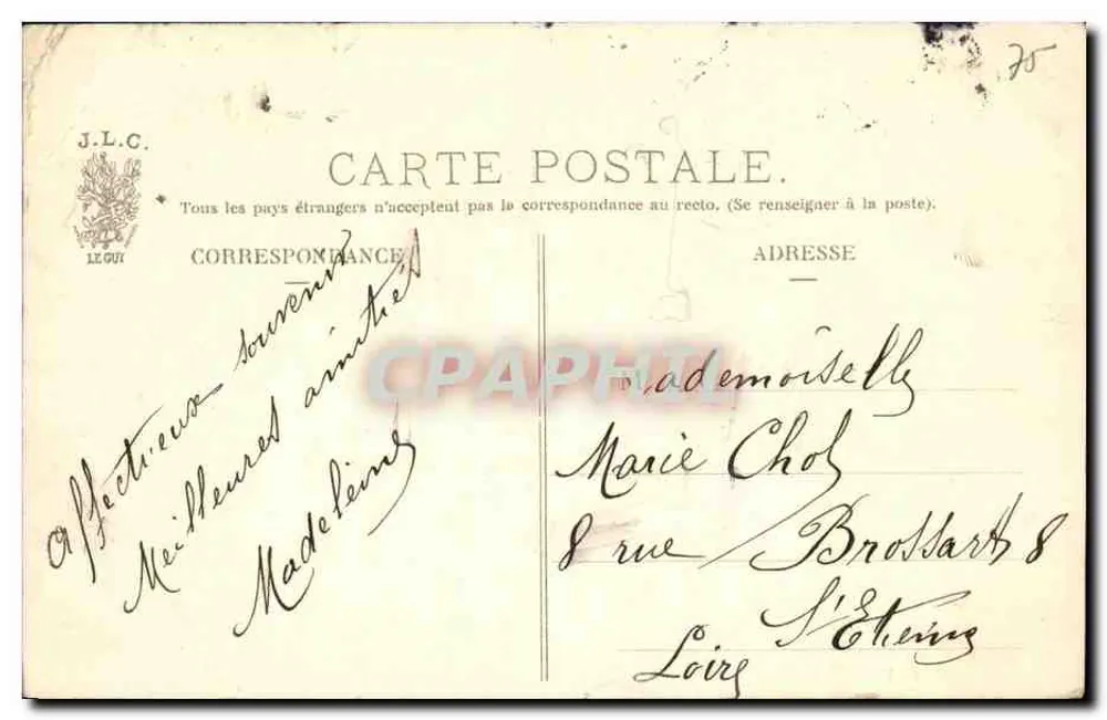 Paris — Rue Richelieu in der Nähe der Fontaine Molière — J.L.C. - Rückseite