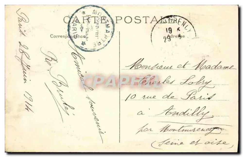 Panorama di PARIS, preso dal Sacré-Cœur — vista sul Collegio Rollin, Comptoir d'Escompte, Hotel de Ville, St-Eustache, Panthéon, St-Etienne du Mont, St-Sulpice, Institut — J.H. n°022 - Verso