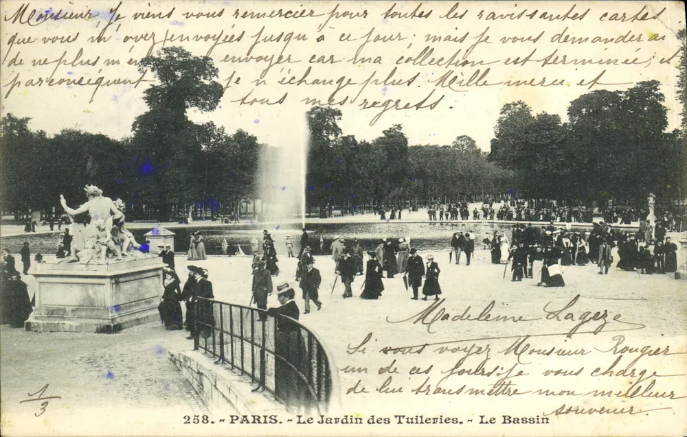 Paris — Der Tuileries-Garten — Der Bassin — anonymer Verlag, Nr. 258 - Vorderseite