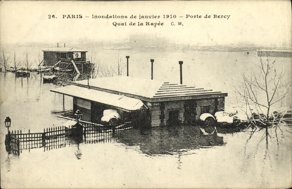 Paris — Überschwemmungen im Januar 1910 — Quai de la Rapée, Porte de Bercy - Vorderseite