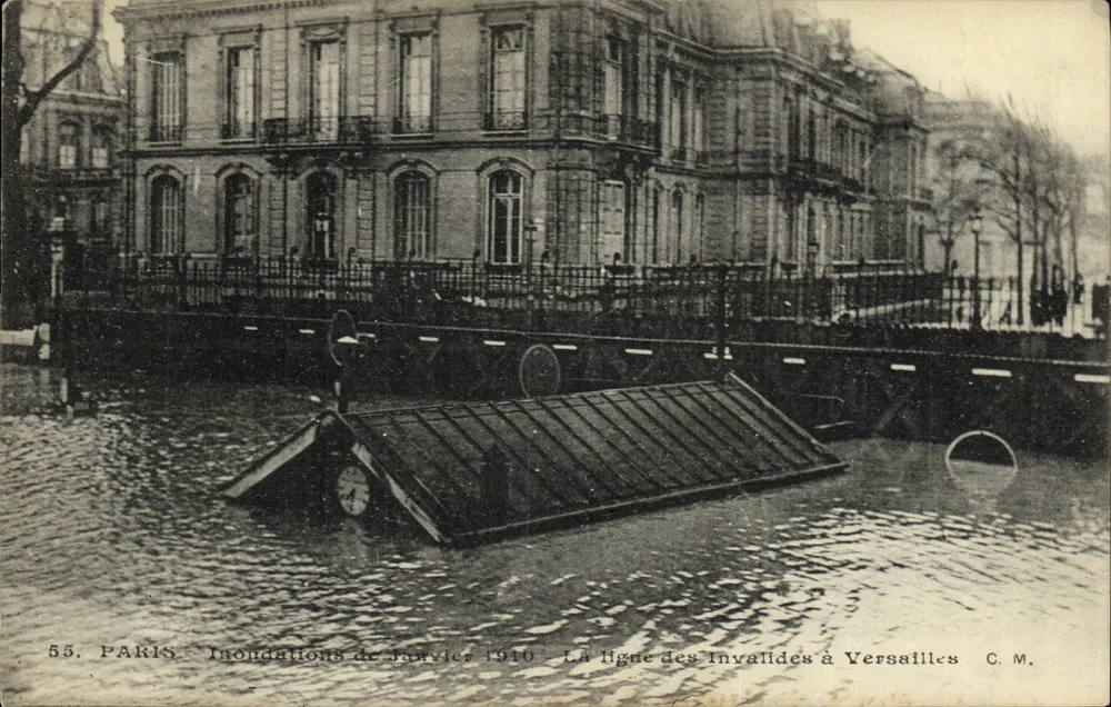 Paris — Überschwemmungen im Januar 1910 — Die Invaliden-Linie nach Versailles — C.M. - Vorderseite