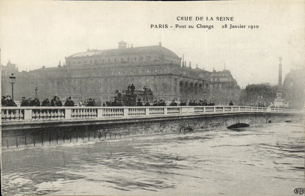 Paris - Pont au Change — Hochwasser der Seine — 28. Januar 1910 — Verlag E.D. - Vorderseite