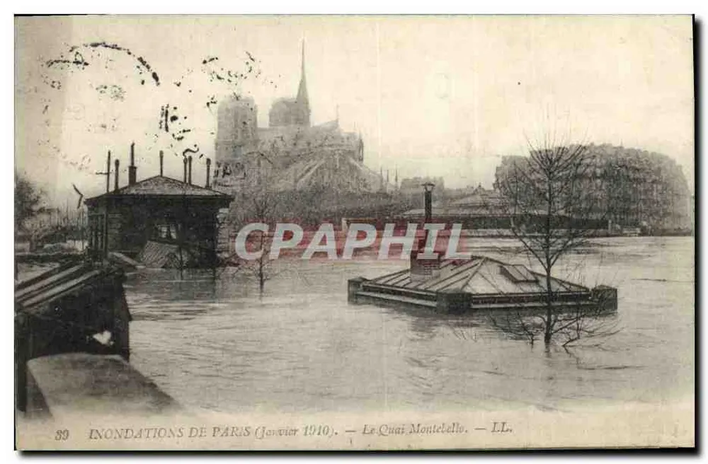 Überschwemmungen in Paris (Januar 1910) — Der Quai Montebello — LL. n°39 - Vorderseite