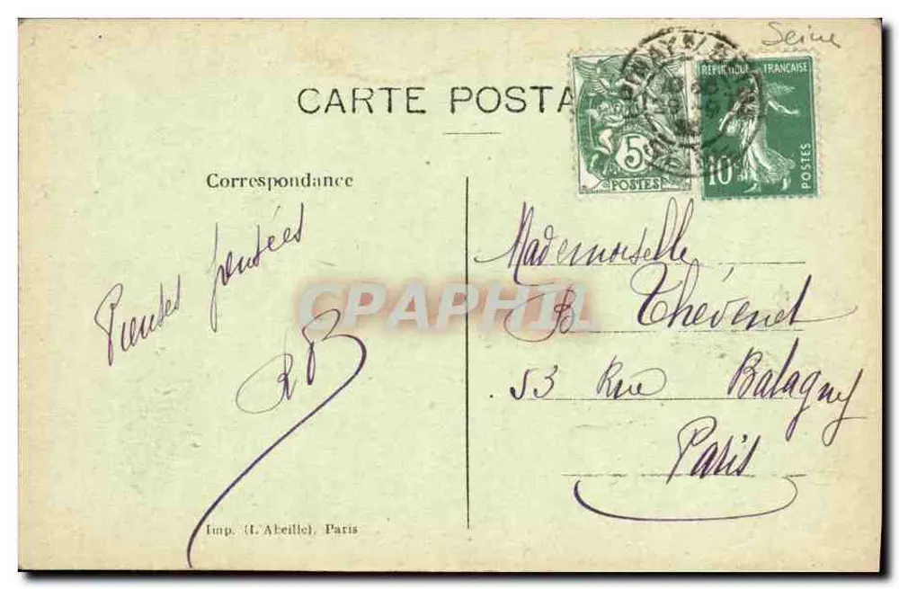 Épinay-sur-Seine — Innenansicht der Kirche — Imp. (L'Abéille), Paris, n°22 - Rückseite