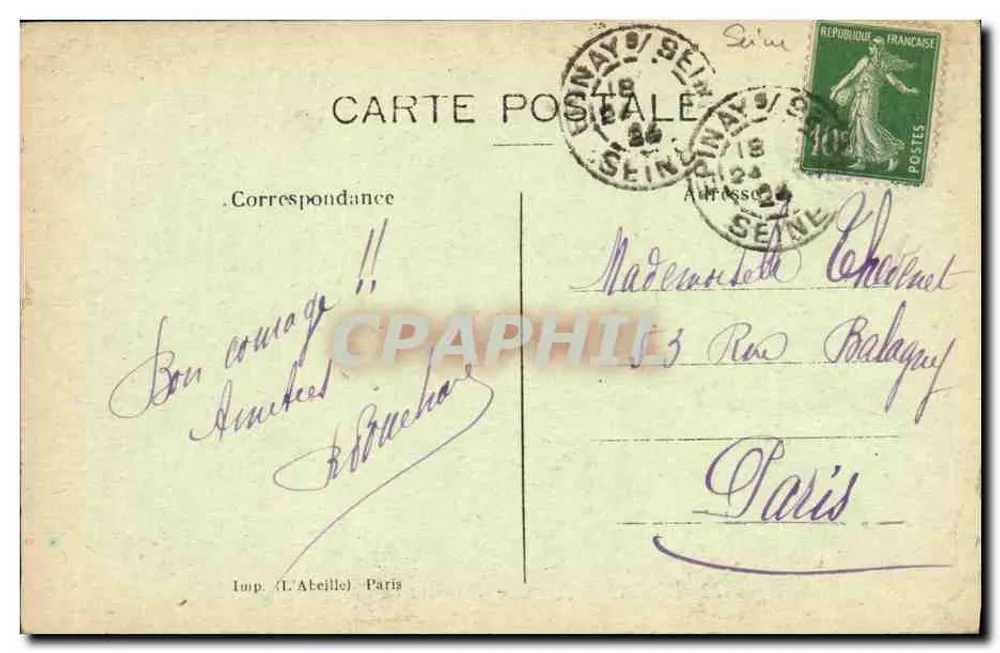 ÉPINAY-sur-SEINE — Innenansicht der Kirche — Verlag Limp. (L'Abeille) n°22 - Rückseite
