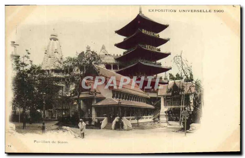 Pavillon del Siam — Esposizione Universale 1900 — Brasserie Vetter - Recto