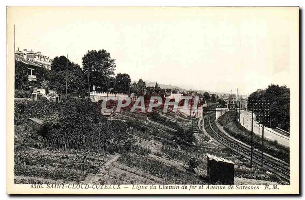 Saint-Cloud-Coteaux — Schienenstrecke und Avenue de Suresnes — E.M. - Vorderseite