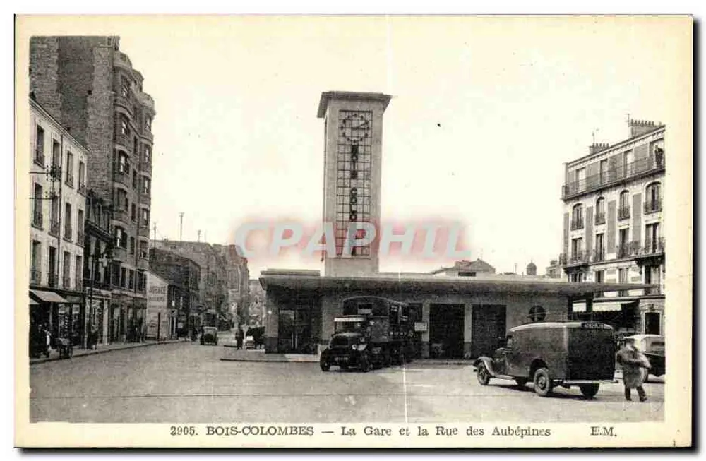 Bois-Colombes — Die Station und die Straße der Aubépines — E.M. - Vorderseite