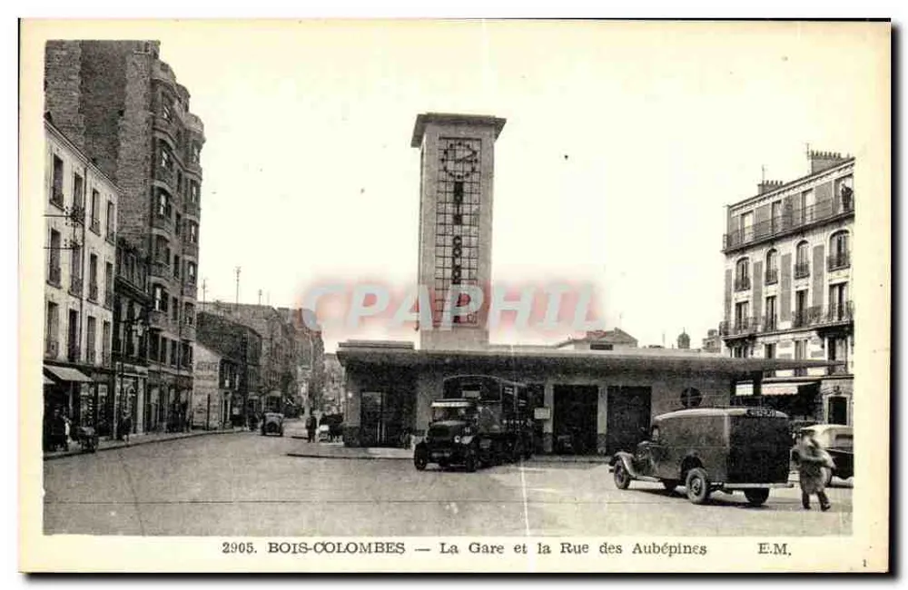 Bois-Colombes — Die Station und die Rue des Aubépines — E.M. n°2905 - Vorderseite