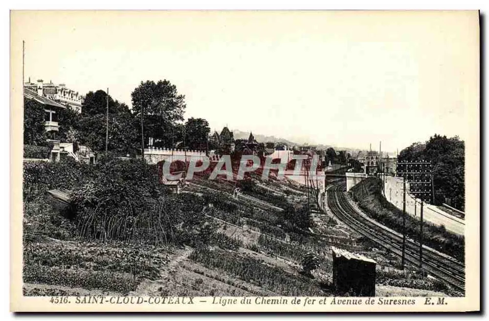 Saint-Cloud-Coteaux — Eisenbahnlinie und Avenue de Suresnes — E.M. n°4516 - Vorderseite