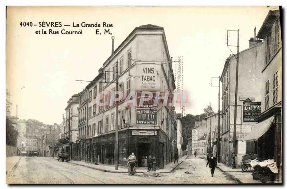 SEVRES — Die Hauptstraße und die Cournonstraße — E. M. - Vorderseite