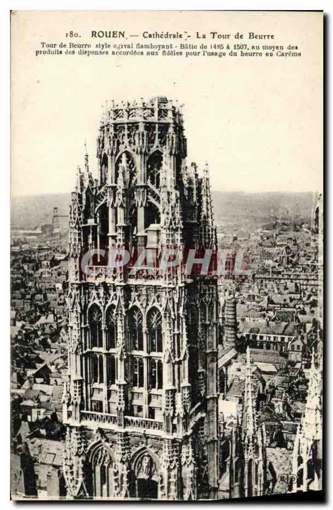 Rouen — Kathedrale — Die Buttertürme — Flamboyant-Stil — Verlag Rattier, Nr. 180 - Vorderseite