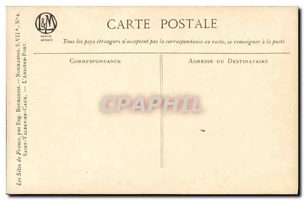 Ansicht von Saint-Valery-en-Caux — Normandie — Verlag L&N, Serie VII A, n°2 - Rückseite