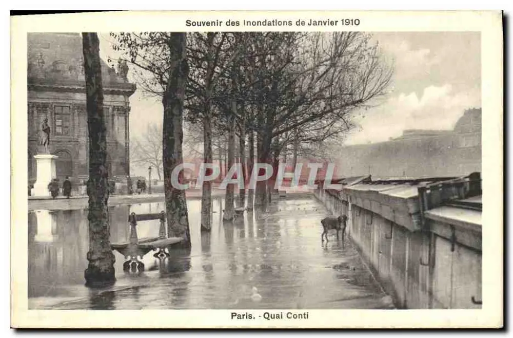Paris - Quai Conti — Erinnerung an die Überschwemmungen im Januar 1910 — Verlag nicht sichtbar - Vorderseite