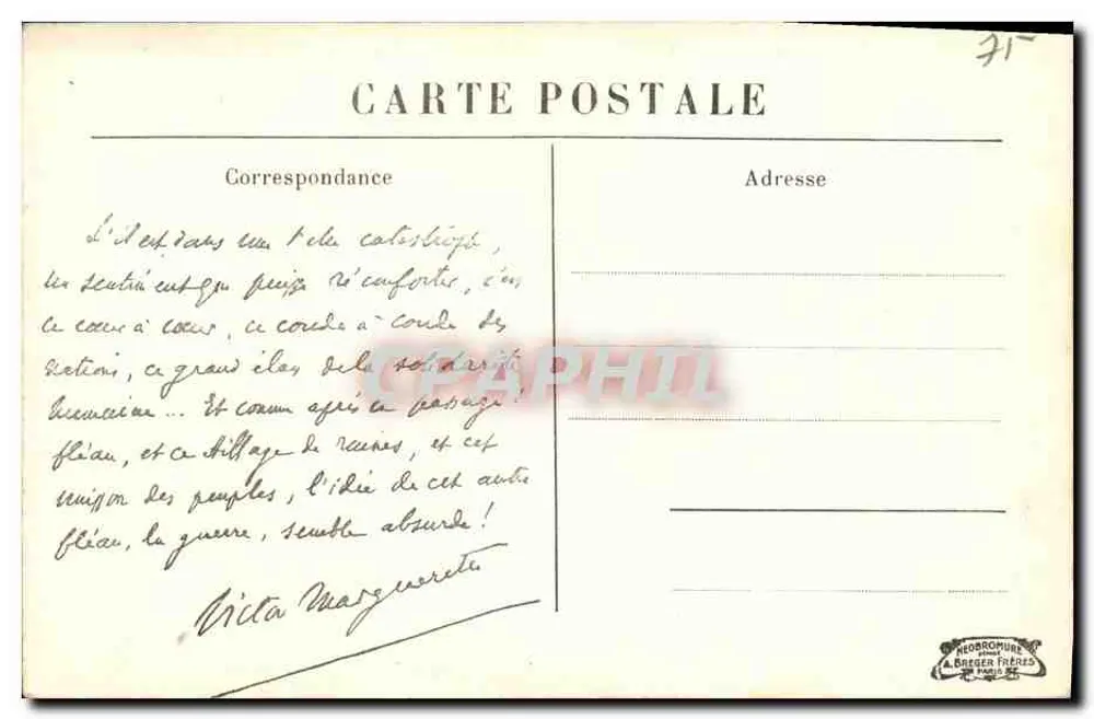 Paris - Quai Conti — Erinnerung an die Überschwemmungen im Januar 1910 — Verlag nicht sichtbar - Rückseite