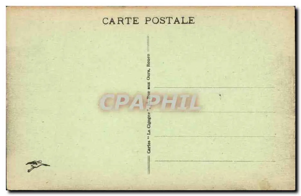 Rouen - Vista general tomada desde el Transbordeur — Cartas « La Cigogne », Rouen - Reverso
