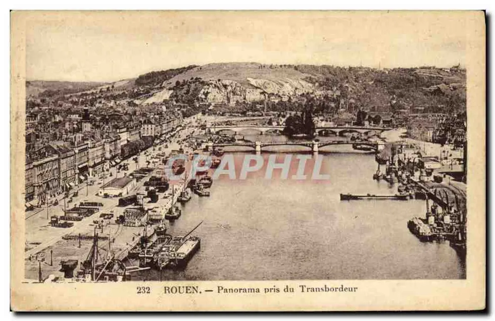 Rouen — Panorama zrobiona z Transbordeura — Graphphil, nr 232 - Awers