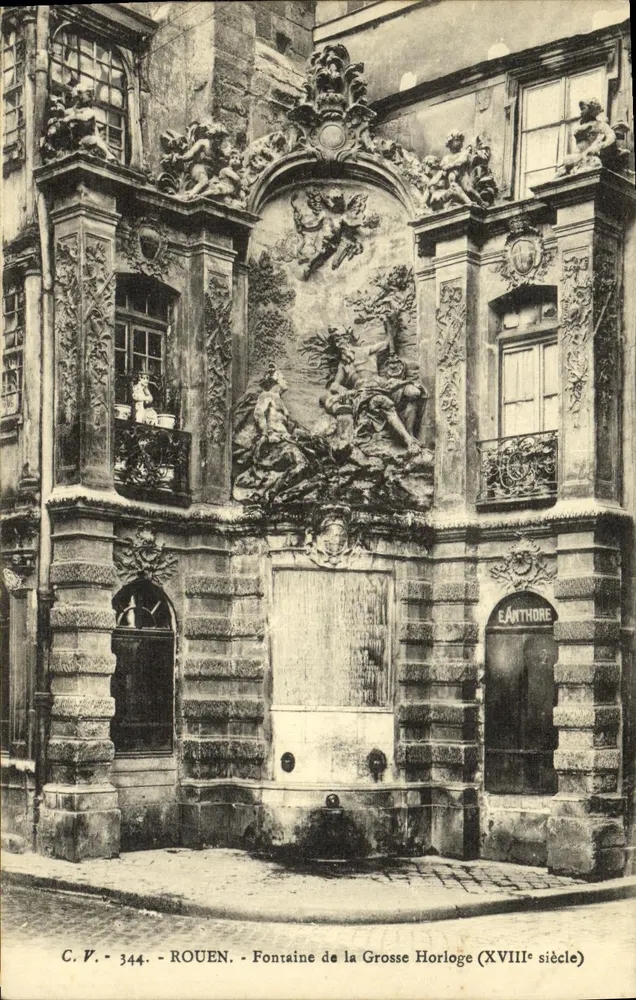 Rouen - Fontaine de la Grosse Horloge — 18. Jahrhundert — C.V. 344 - Vorderseite