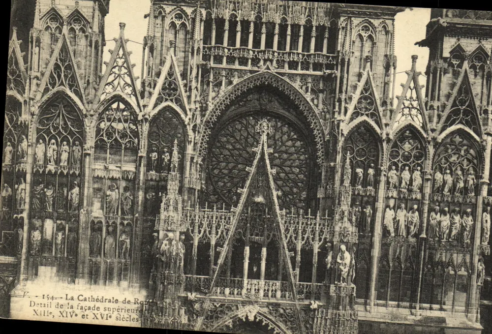 Die Kathedrale von Rouen — Detail der oberen Fassade, 14. und 16. Jahrhundert — V. 154 - Vorderseite