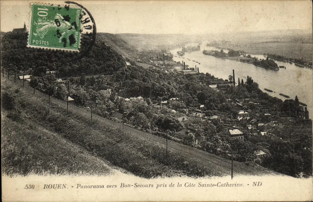 Rouen - Panorama in Richtung Bon-Secours vom Côte Sainte-Catherine - ND - Vorderseite