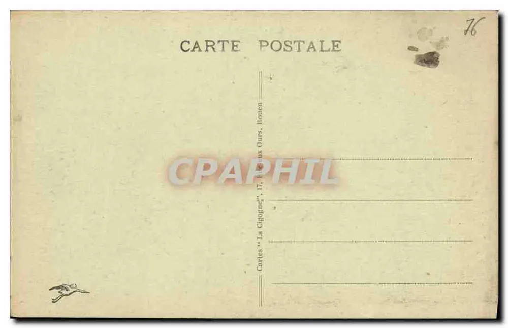 Rouen - Allgemeiner Blick vom Ufer von Bonsecours — Karten 'La Cigogne', 17, Rue aux Ours, Rouen - Rückseite