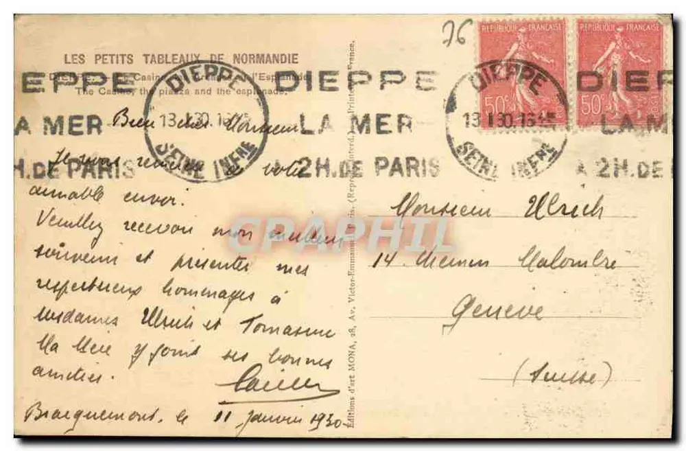 Casino de Dieppe — l'Espagnade — Künstlerische Ausgabe MONA - Rückseite