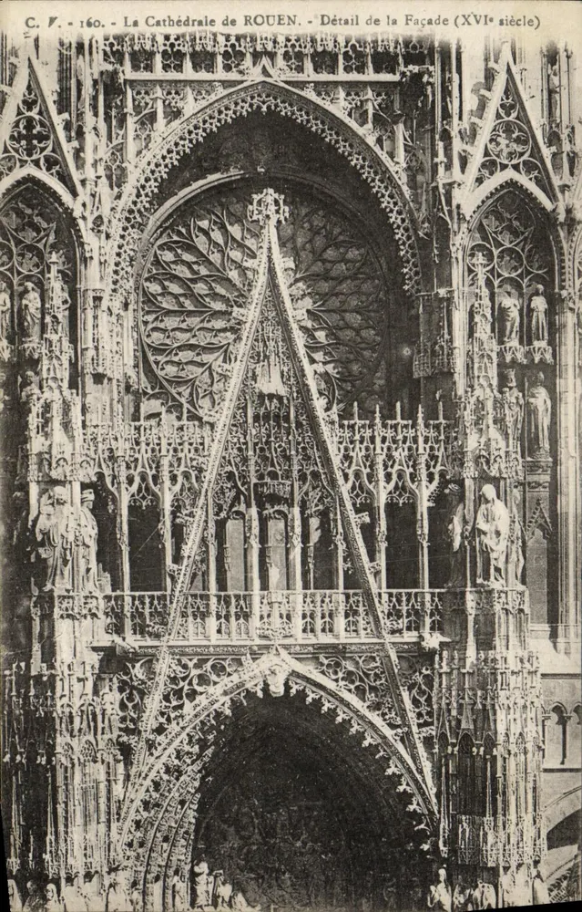 Kathedrale von Rouen — Detail der Fassade (16. Jahrhundert) — C.V. 160 — Imprimeries Réunies de Mancy - Vorderseite