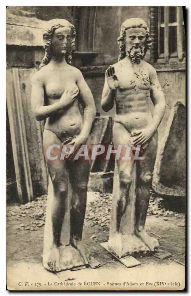 Kathedrale von Rouen — Statuen von Adam und Eva (14. Jahrhundert) — C. V. - 179 - Vorderseite
