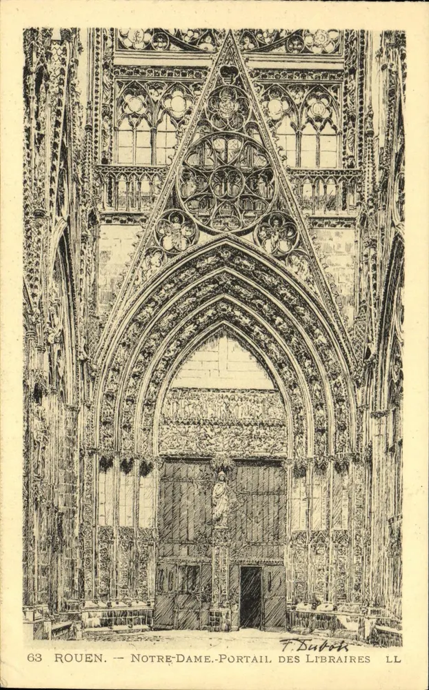 Rouen — Notre-Dame. Portal dos Livreiros — T. Dubot, LL, n°63 - Frente